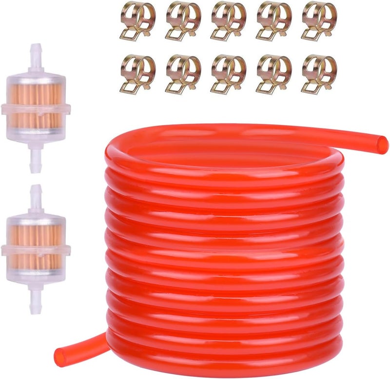 YTM 3/16 Fuel Line red 10 FT + 2Pcs Fuel Filter + 10Pcs Clamp for Honda Predator Mini Bike ATV Mowing Machine Snow Machine Small Engines GX160 GX120 GX100 GX200 GX390 - Image 1